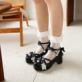 Chunky-Heeled Bride Bow-Knot Dance Shoes